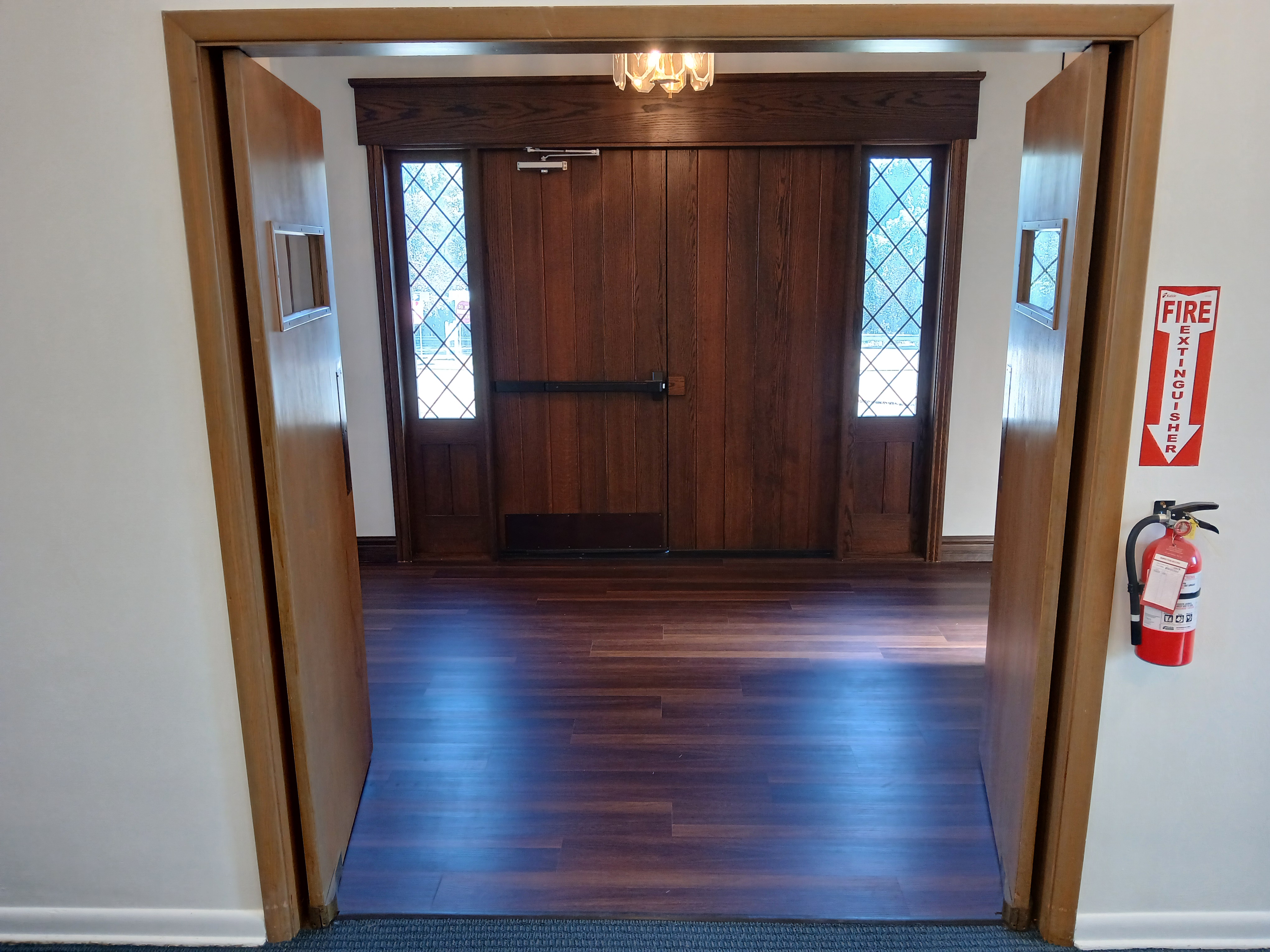 Facing foyer from auditorium